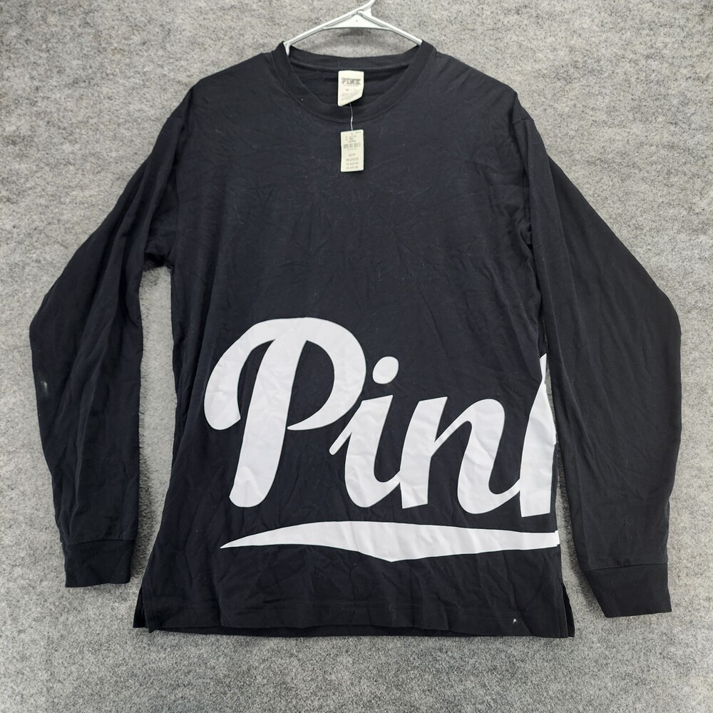 PINK Victoria Secret Sleep Shirt Womens XS Long Sleeve Black